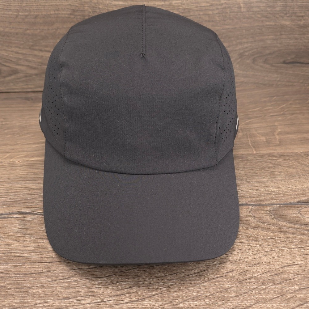 All In Motion Hat Mens OSFM Black Perforated Reflective Running Sport Cap